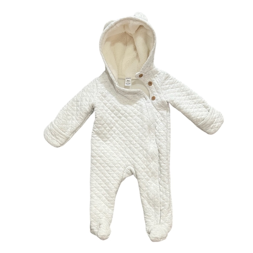 Carter's Light Gray Hooded Quilted Pram Size 9M